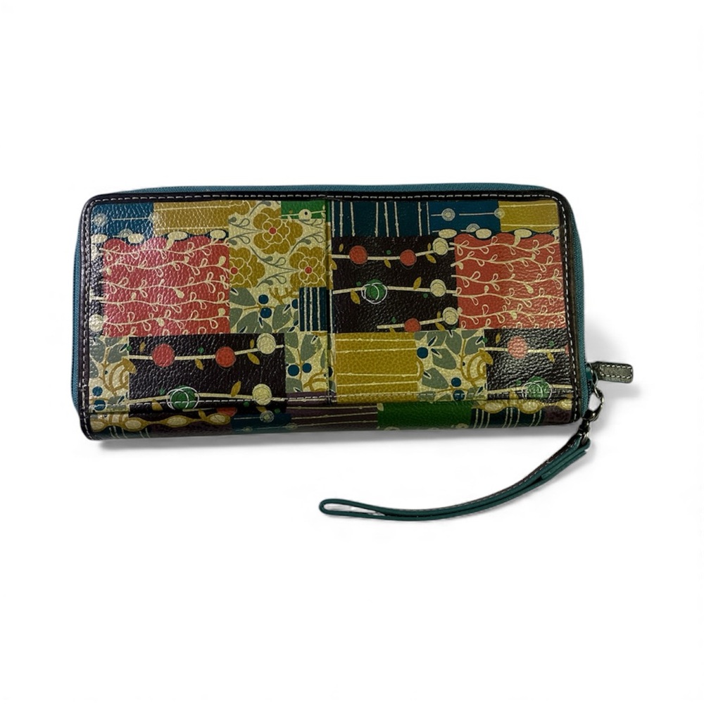 Fossil Leather Patchwork Multicolor Women's Large… - image 2